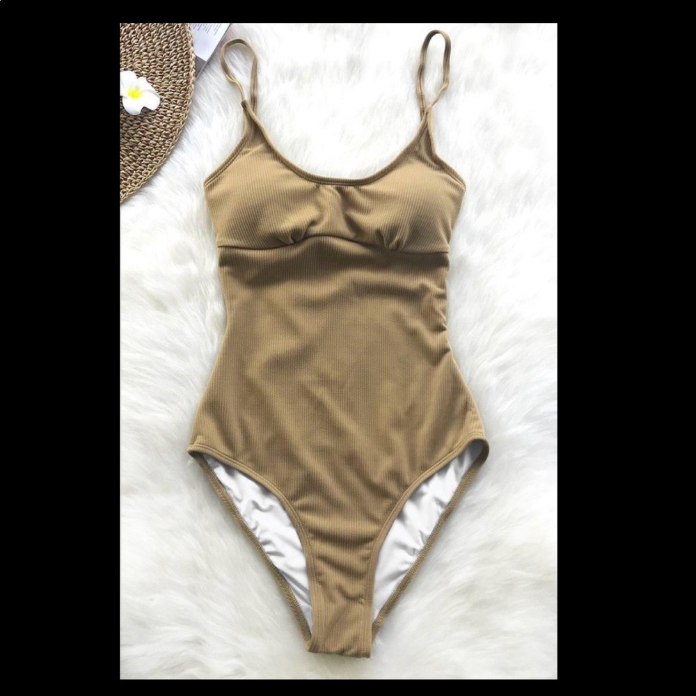 Vintage Look brown sand beige  tan one piece XL